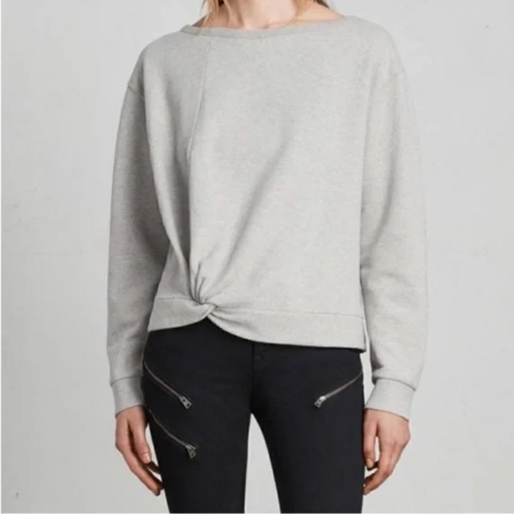 All Saints grey Paloma twist front sweatshirt S